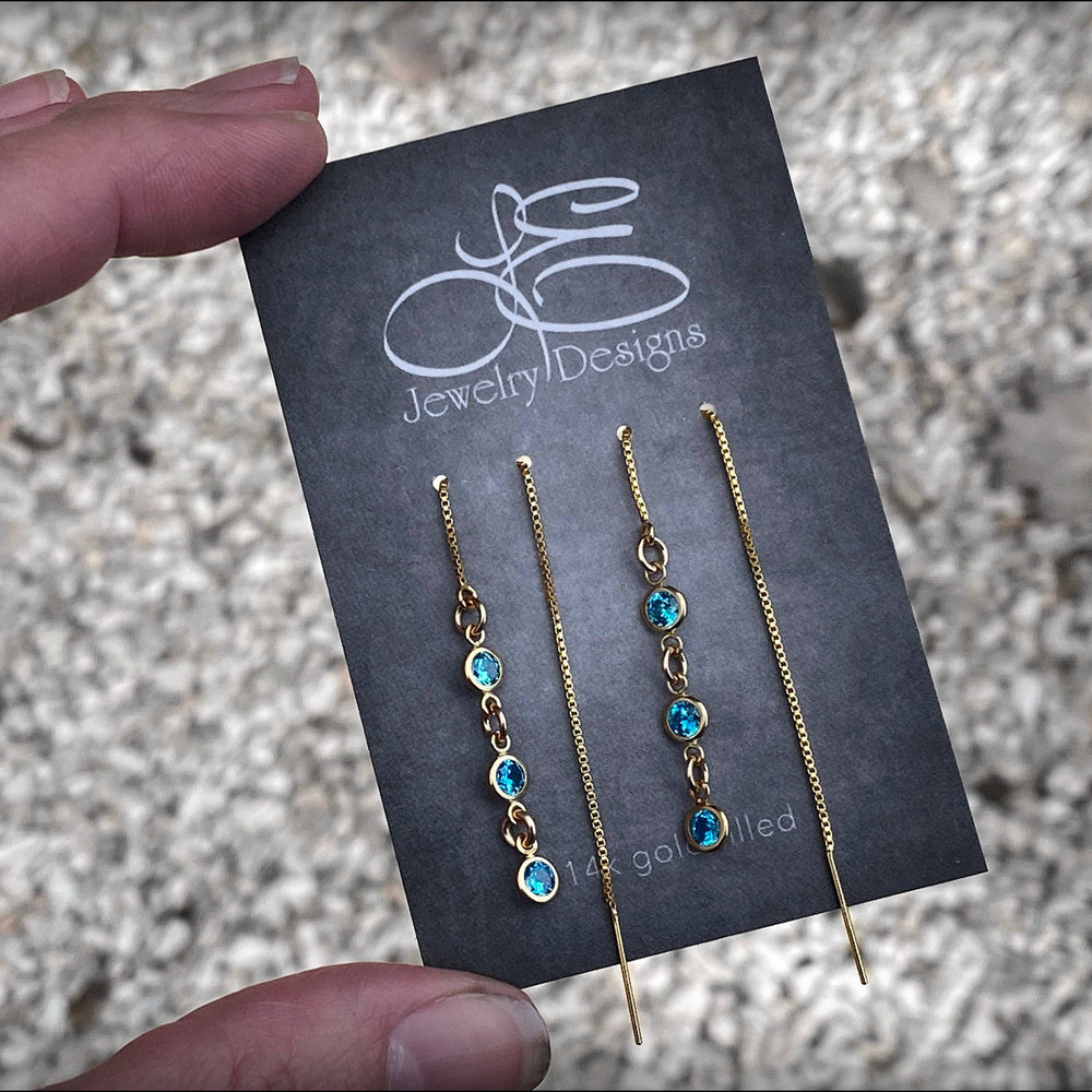 
                  
                    Cubic Zirconia Ear Threaders (yellow & rose gold-filled) - LE Jewelry Designs
                  
                