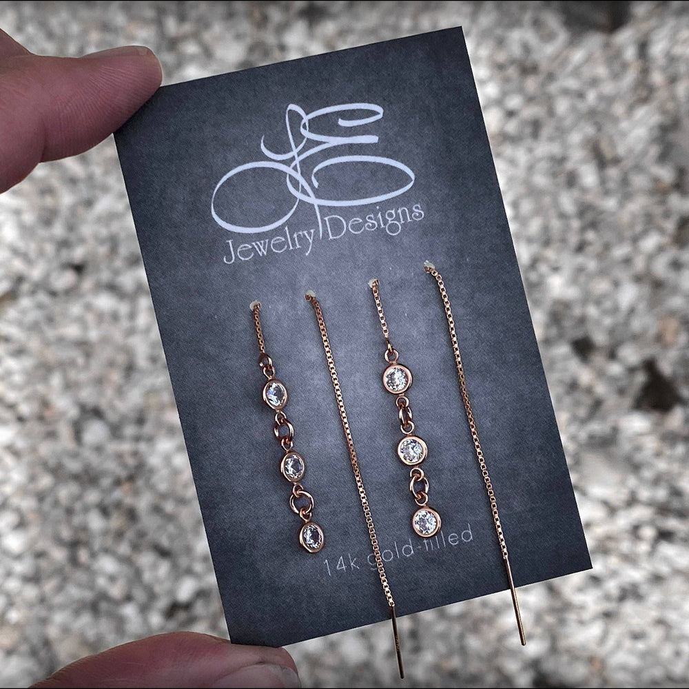 Cubic Zirconia Ear Threaders (yellow & rose gold-filled) - LE Jewelry Designs