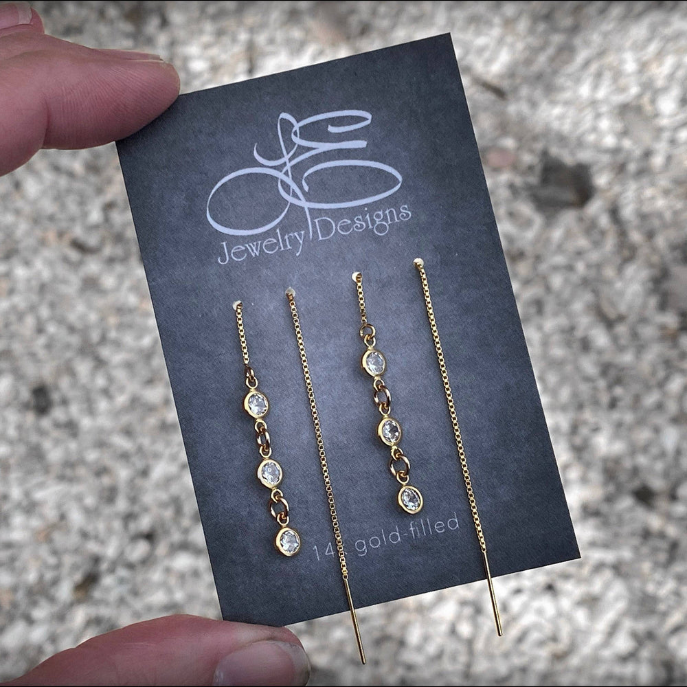 
                  
                    Cubic Zirconia Ear Threaders (yellow & rose gold-filled) - LE Jewelry Designs
                  
                