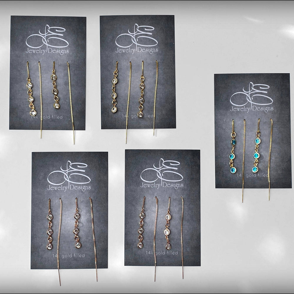 
                  
                    Cubic Zirconia Ear Threaders (yellow & rose gold-filled) - LE Jewelry Designs
                  
                