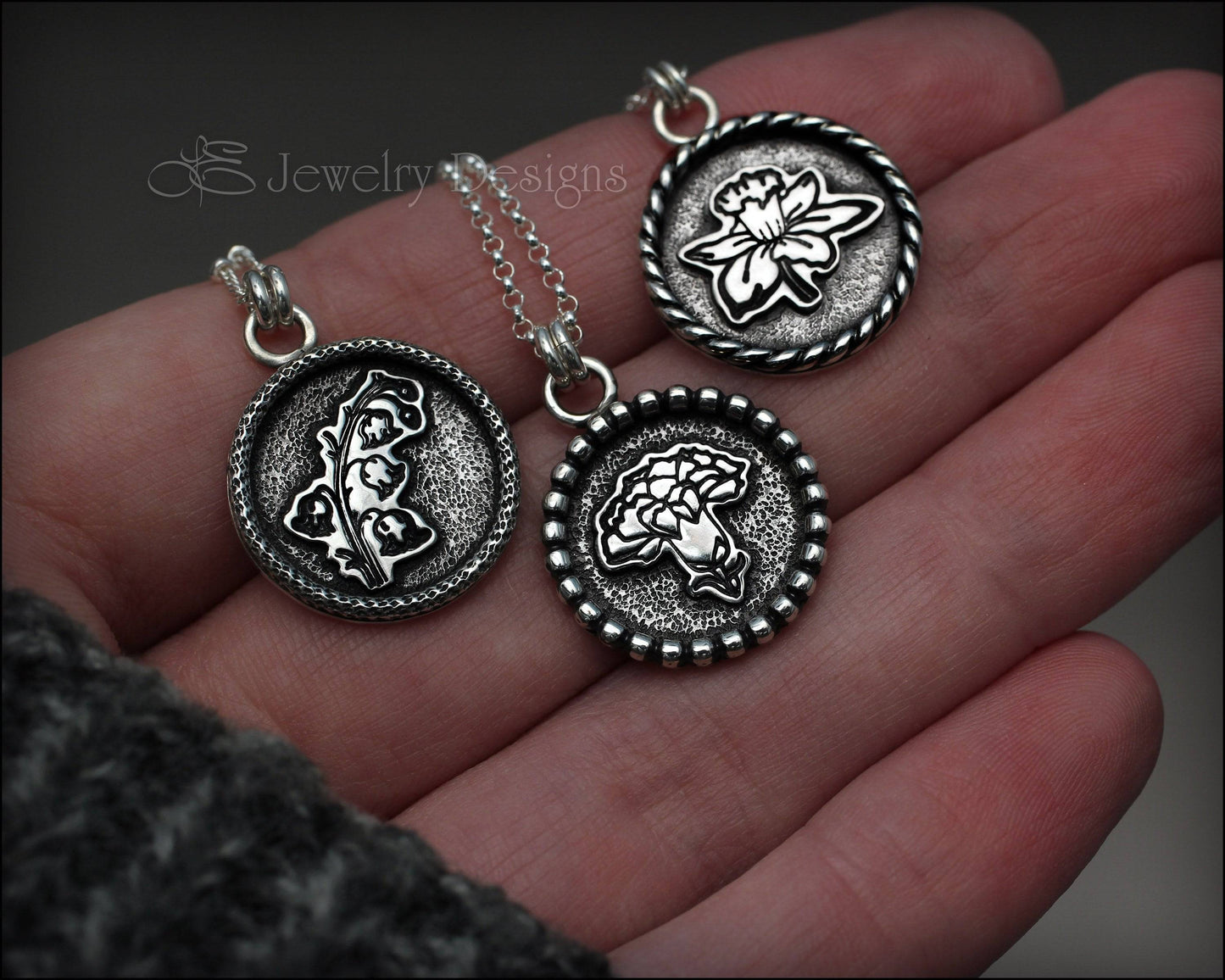 Birth Month Flower Pendants - LE Jewelry Designs