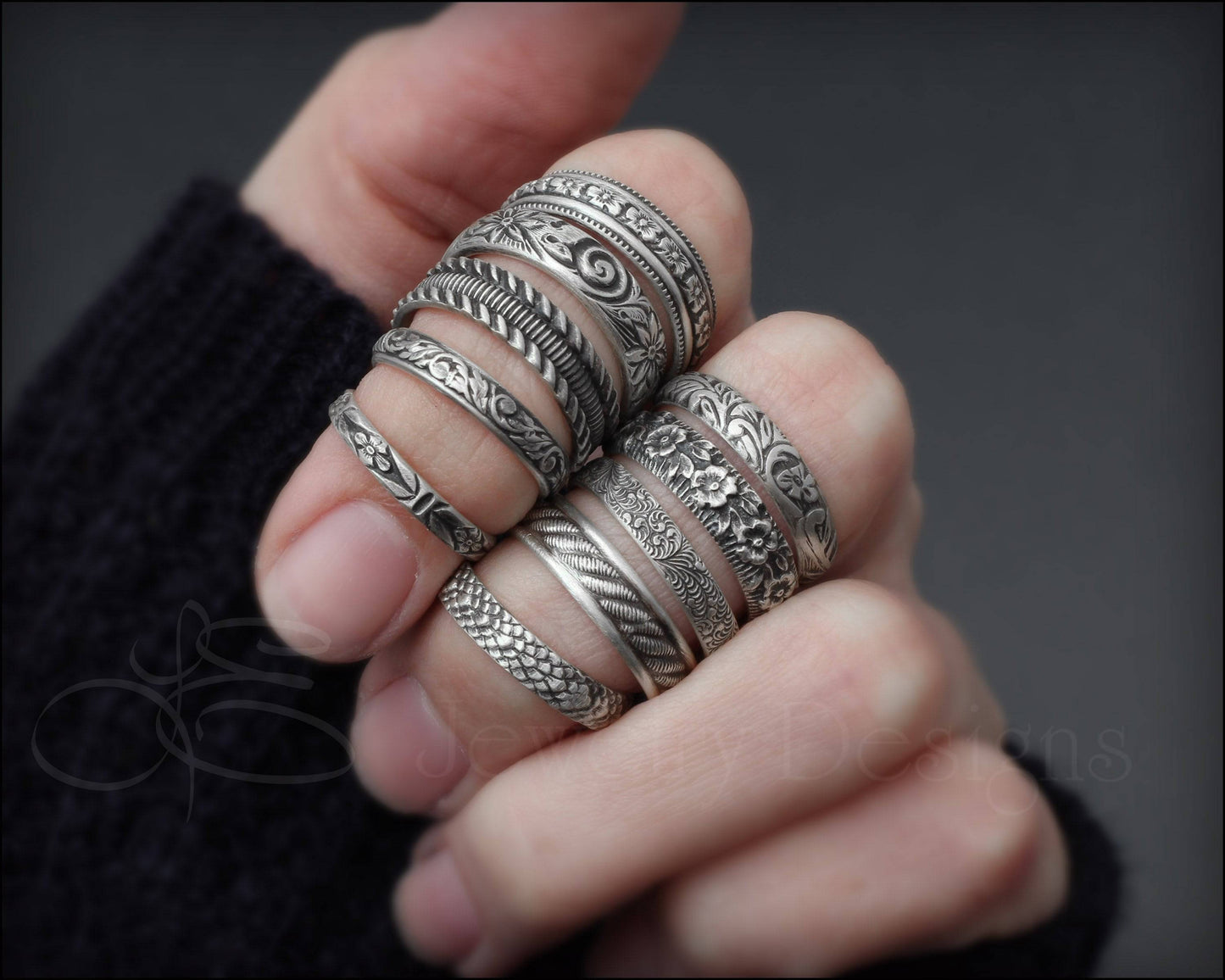 Load image into Gallery viewer, Sterling Pattern Bands - LE Jewelry Designs
