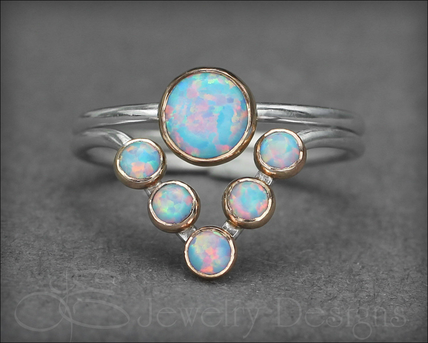 3-Ring Opal Chevron Ring Set - LE Jewelry Designs
