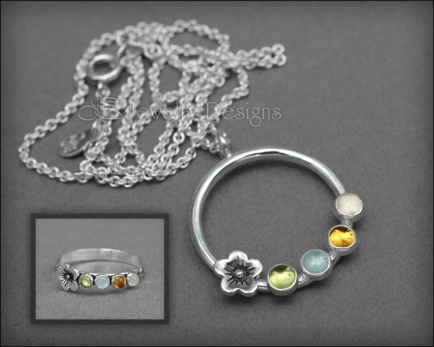Gemstone Flower Ring - (choose # of stones) - LE Jewelry Designs