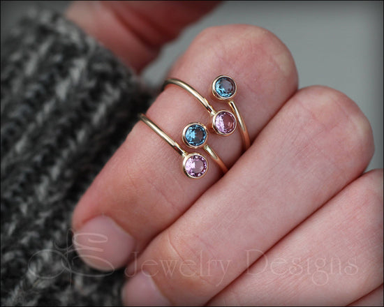 Gold Dual Opal or Birthstone Ring - LE Jewelry Designs
