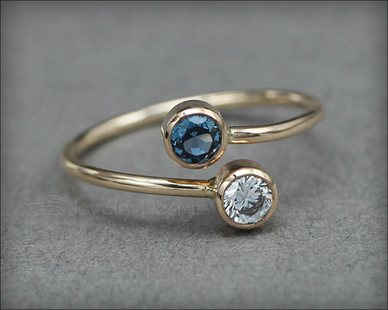 Load image into Gallery viewer, Gold Dual Birthstone or Opal Ring - LE Jewelry Designs
