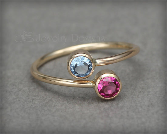 Gold Dual Opal or Birthstone Ring - LE Jewelry Designs