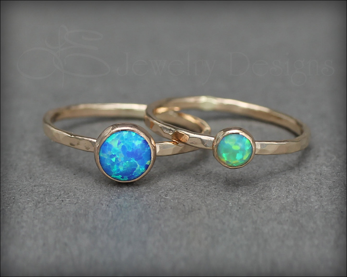 Gold Opal Ring Set - (6mm & 4mm) - LE Jewelry Designs