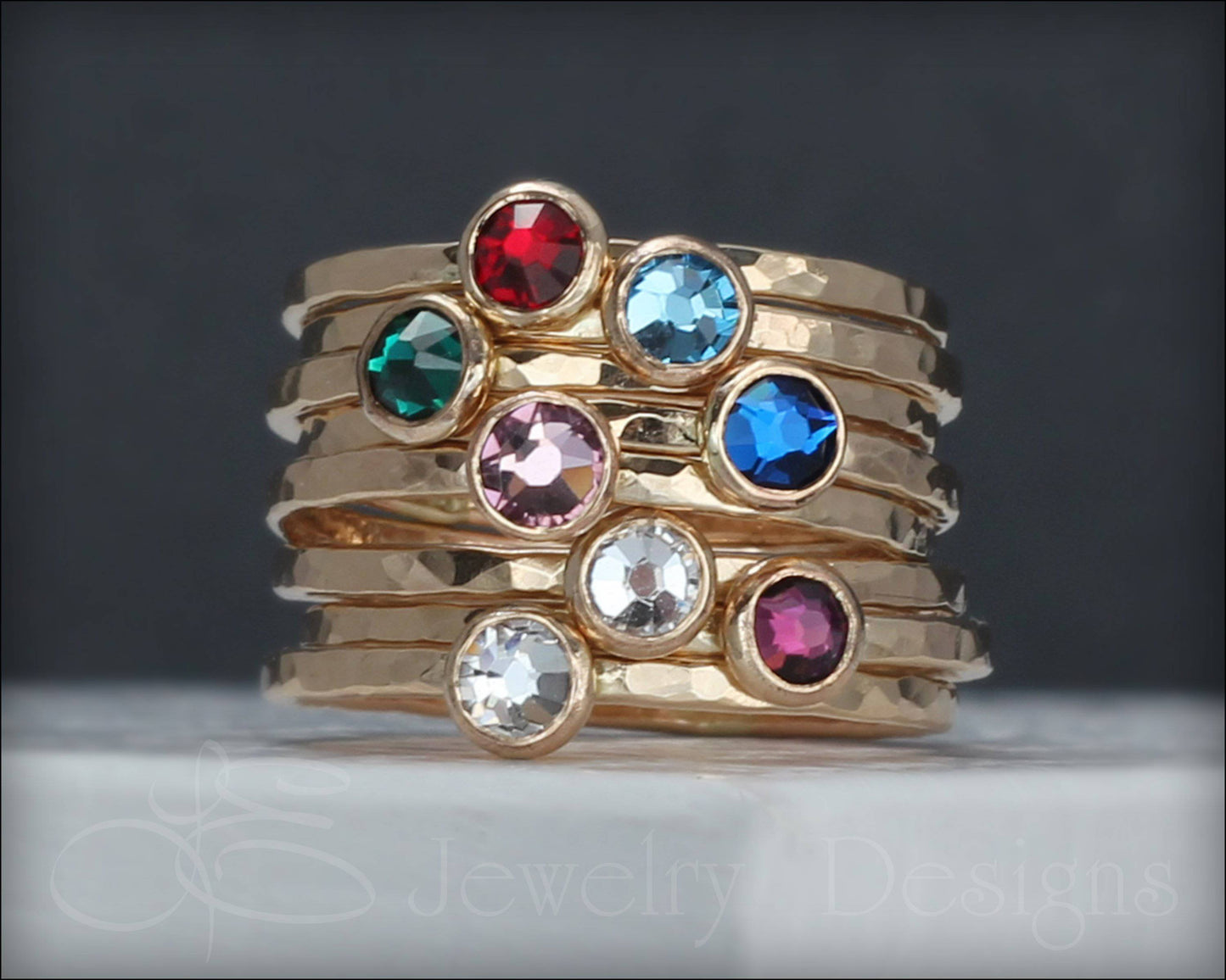 Gold Birthstone or Opal Stacking Ring - LE Jewelry Designs