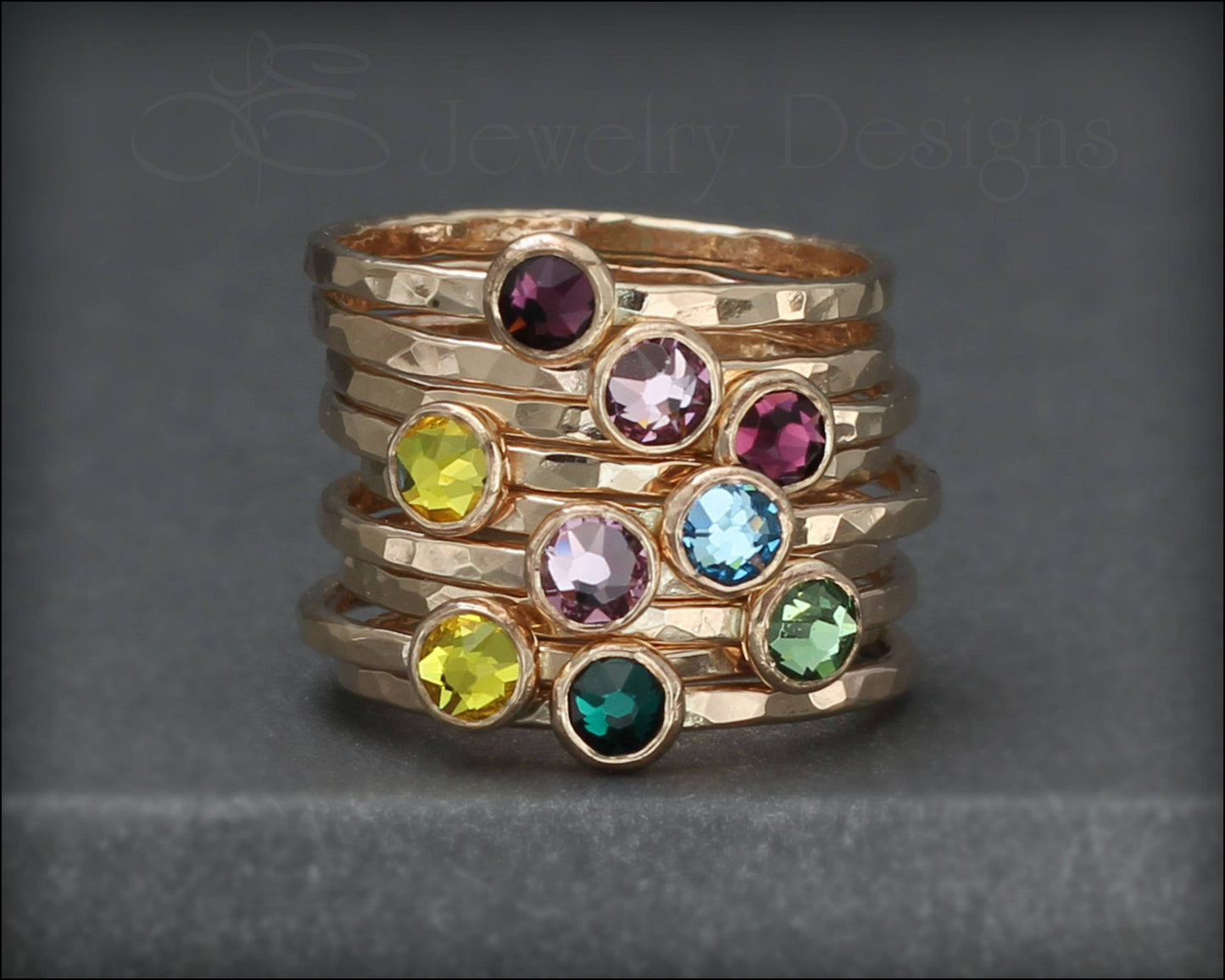 Gold Birthstone or Opal Stacking Ring - LE Jewelry Designs