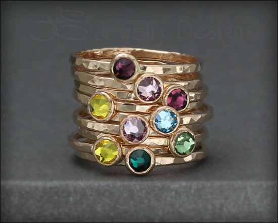 Gold Birthstone or Opal Stacking Ring - LE Jewelry Designs