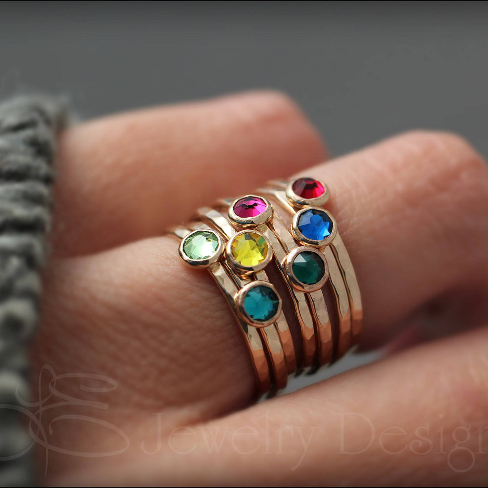 Gold Birthstone or Opal Stacking Ring - LE Jewelry Designs