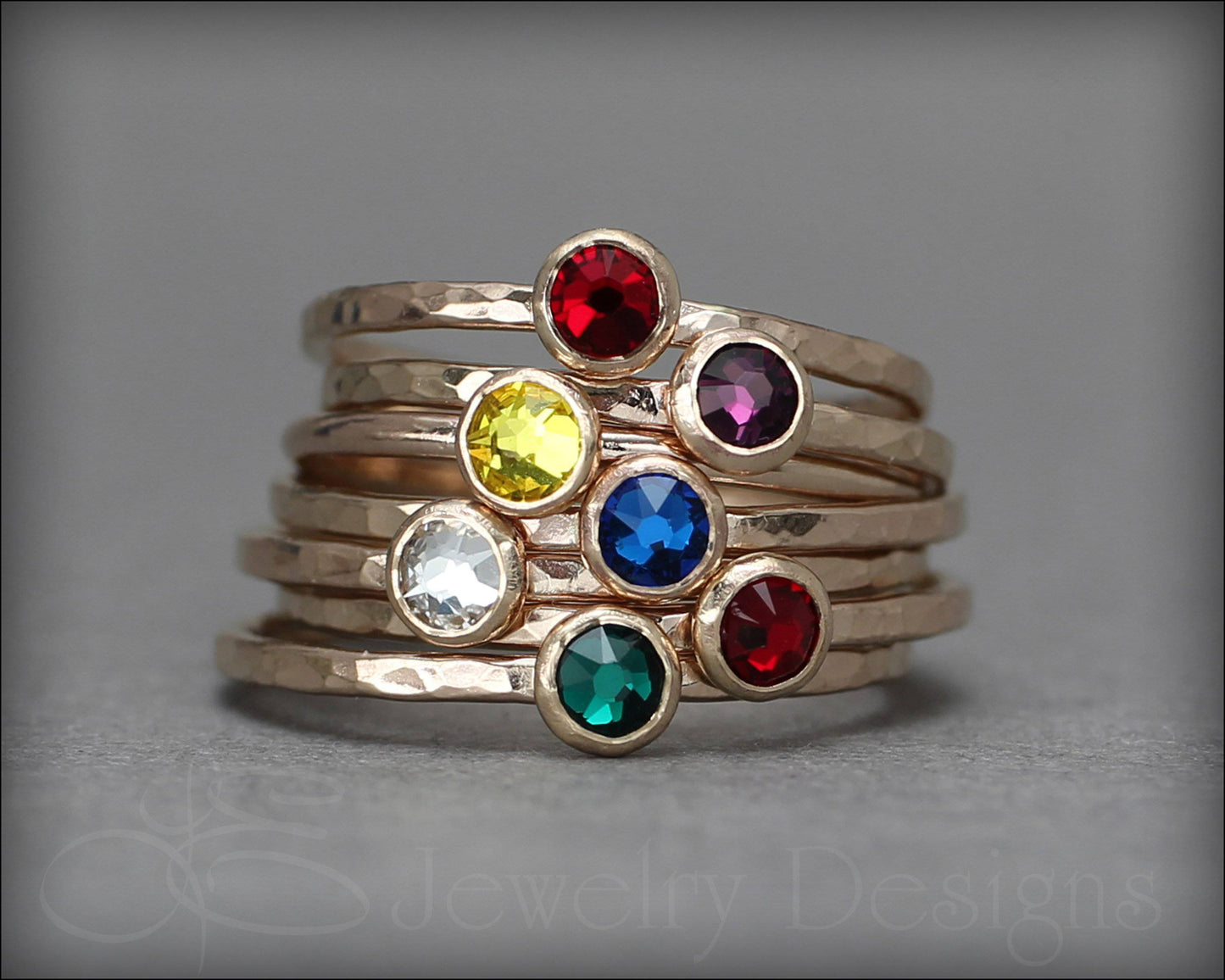 Gold Birthstone or Opal Stacking Ring - LE Jewelry Designs