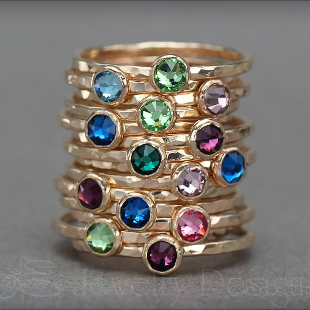 Gold Birthstone or Opal Stacking Ring - LE Jewelry Designs