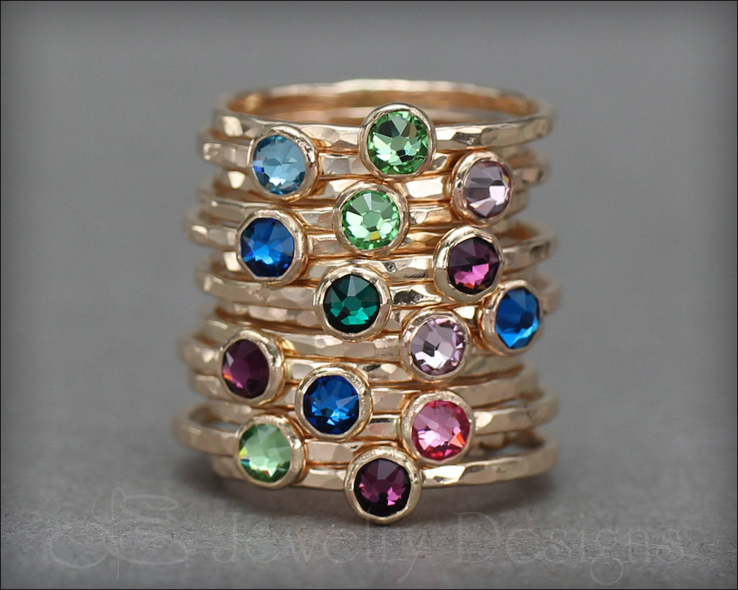 Gold Birthstone or Opal Stacking Ring - LE Jewelry Designs