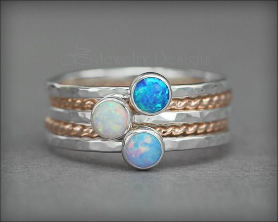 Load image into Gallery viewer, Opal Ring Set - (with 3 opals) - LE Jewelry Designs
