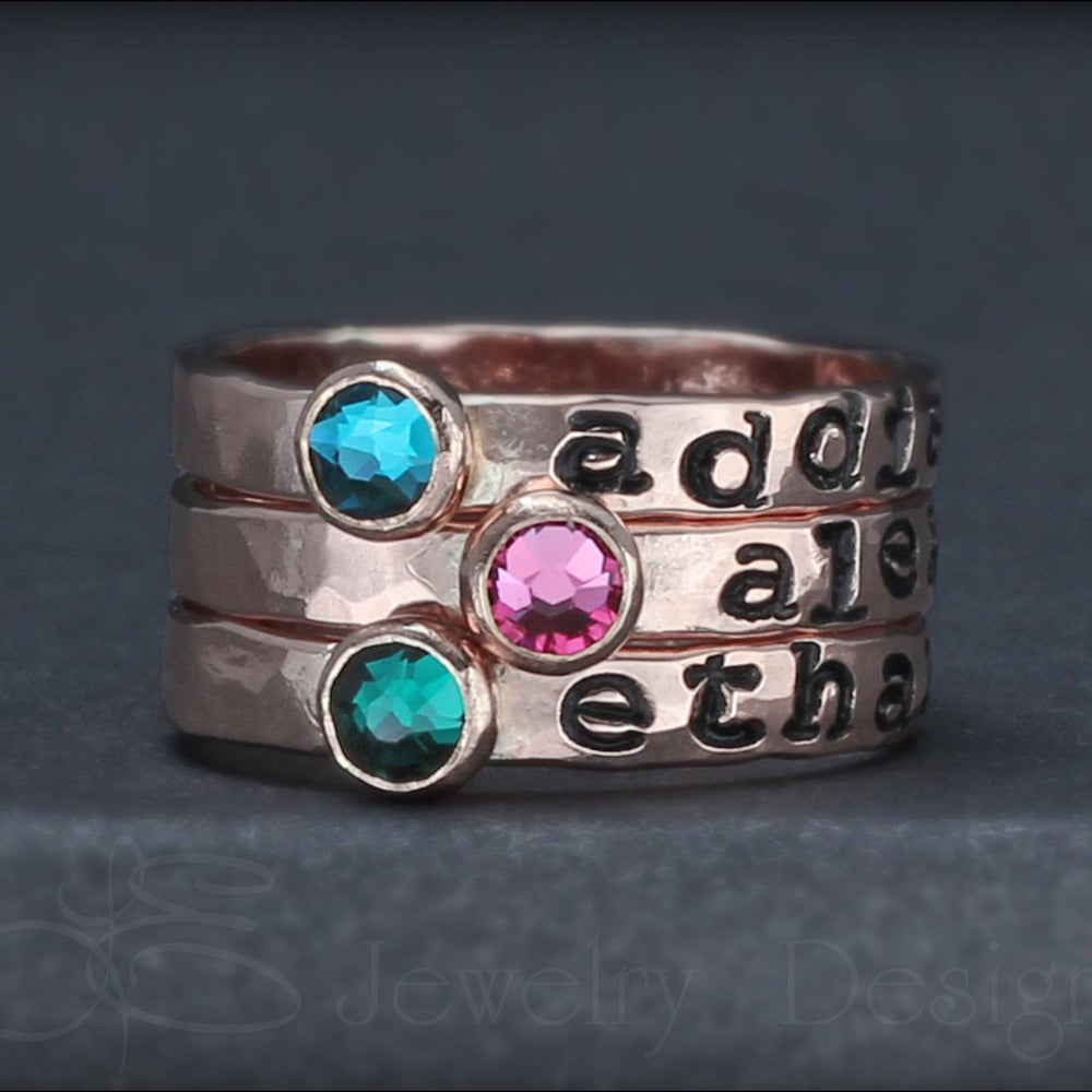 
                  
                    Hand Stamped Birthstone Stacking Ring - LE Jewelry Designs
                  
                