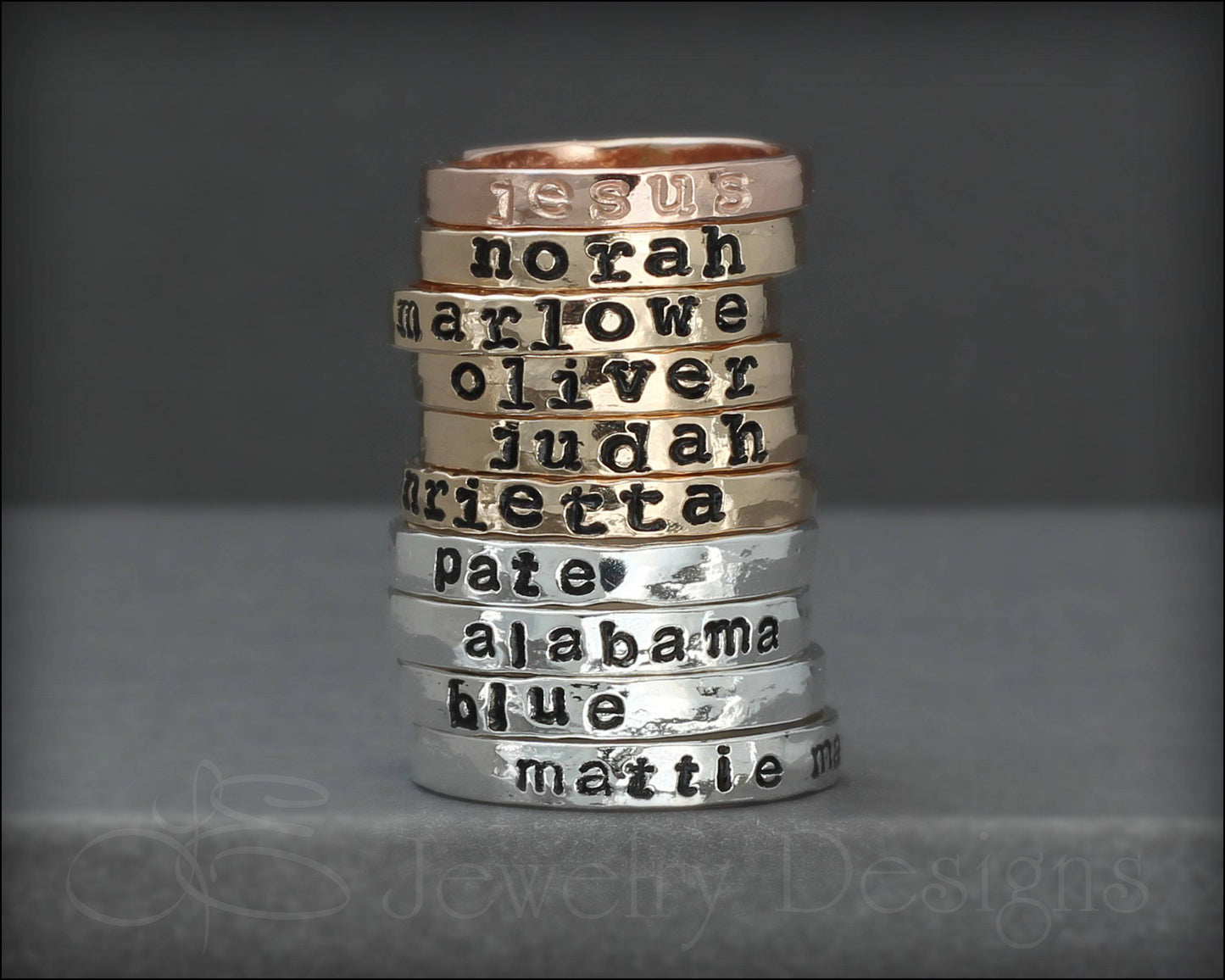 Hand Stamped Name Ring - LE Jewelry Designs