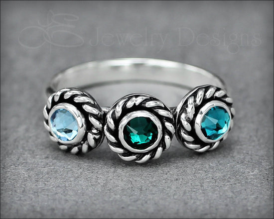 3-Stone Ring (w/birthstones or opals) - LE Jewelry Designs
