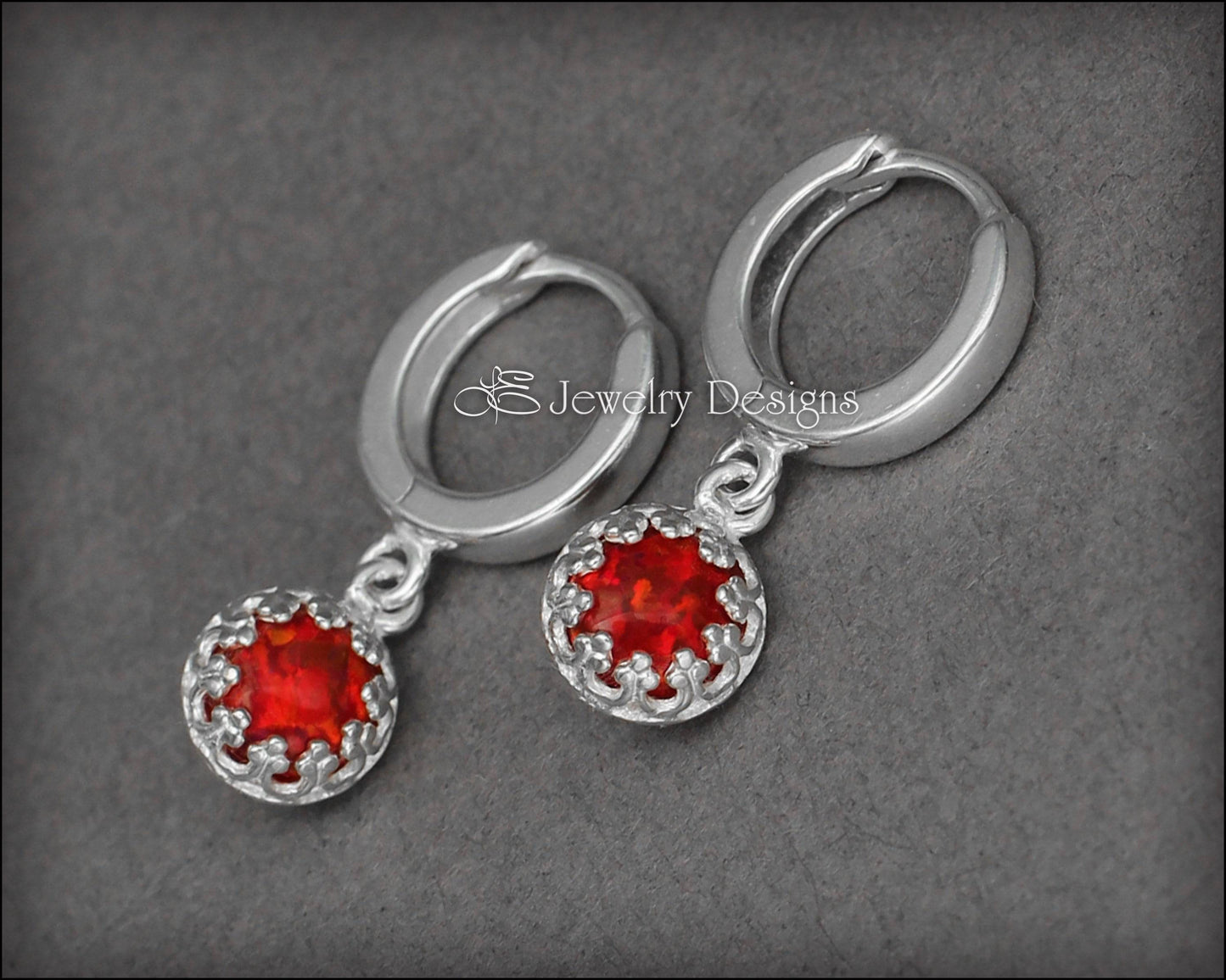 Load image into Gallery viewer, Sterling Opal Huggie Drops - (choose color) - LE Jewelry Designs

