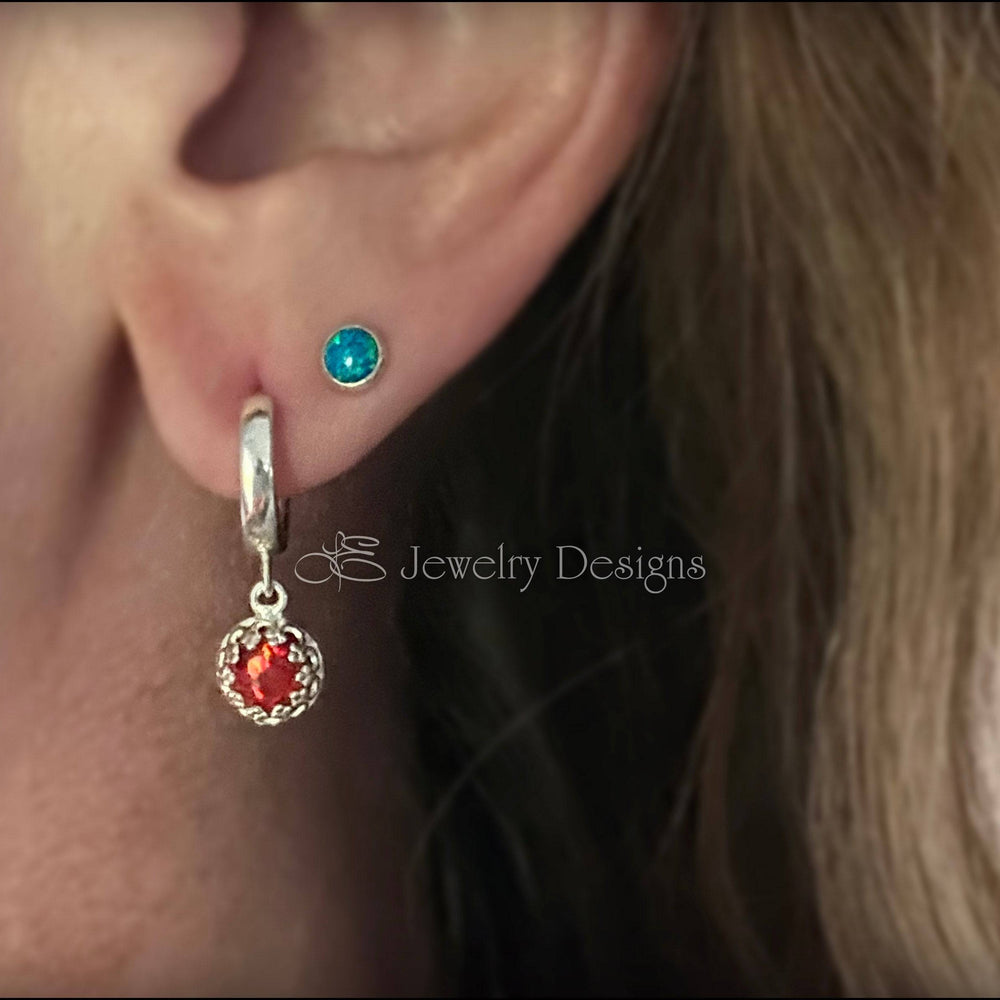 Sterling Opal Huggie Drops - (choose color) - LE Jewelry Designs