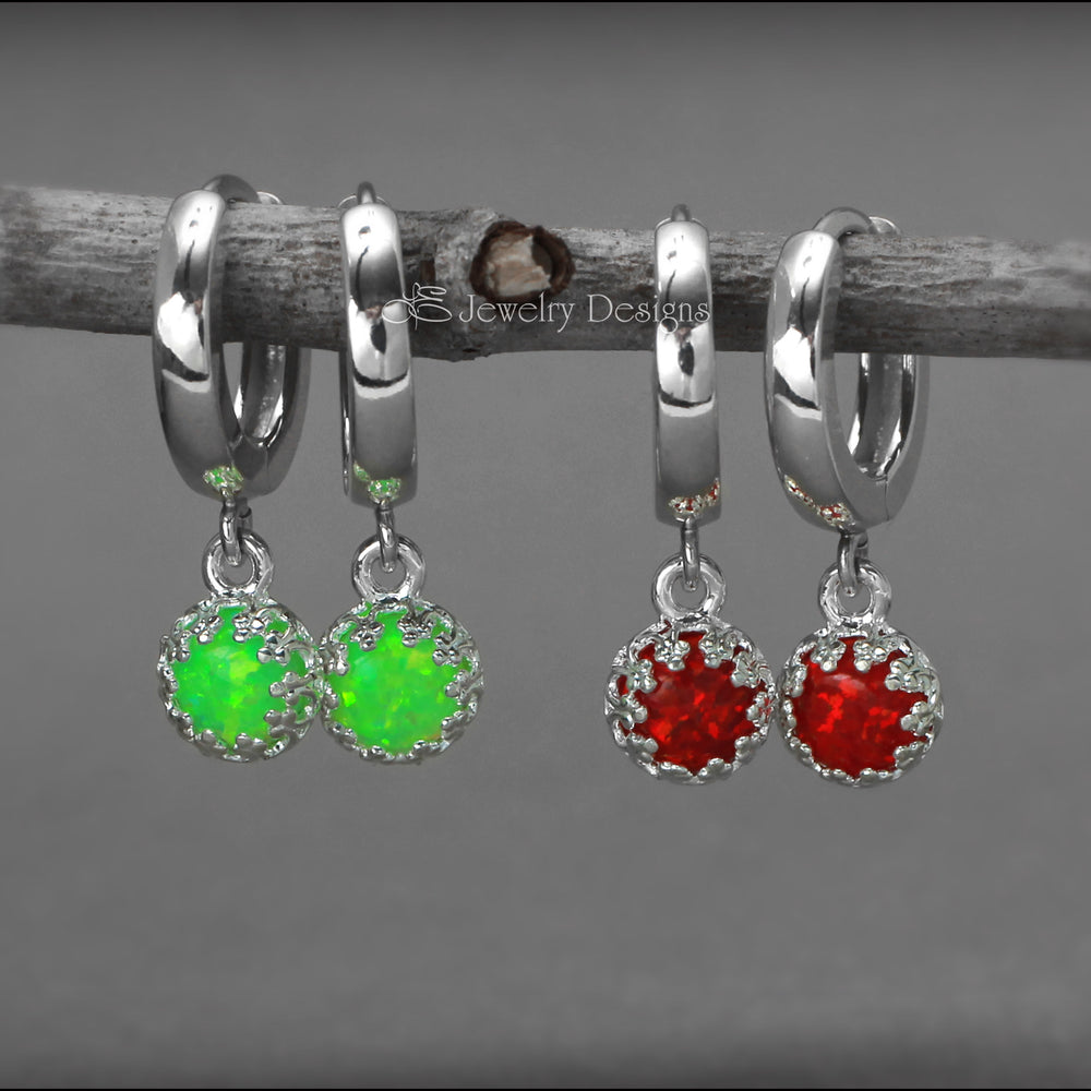 Sterling Opal Huggie Drops - (choose color) - LE Jewelry Designs