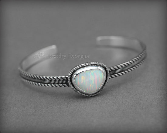 Load image into Gallery viewer, Sterling Silver Triangle Opal Cuff - LE Jewelry Designs
