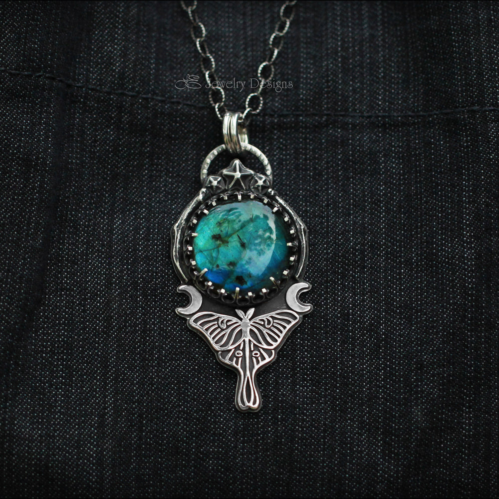 
                  
                    Sterling Luna Moth Labradorite Pendant - LE Jewelry Designs
                  
                