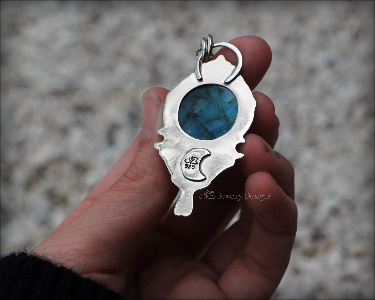 Sterling Luna Moth Labradorite Pendant - LE Jewelry Designs