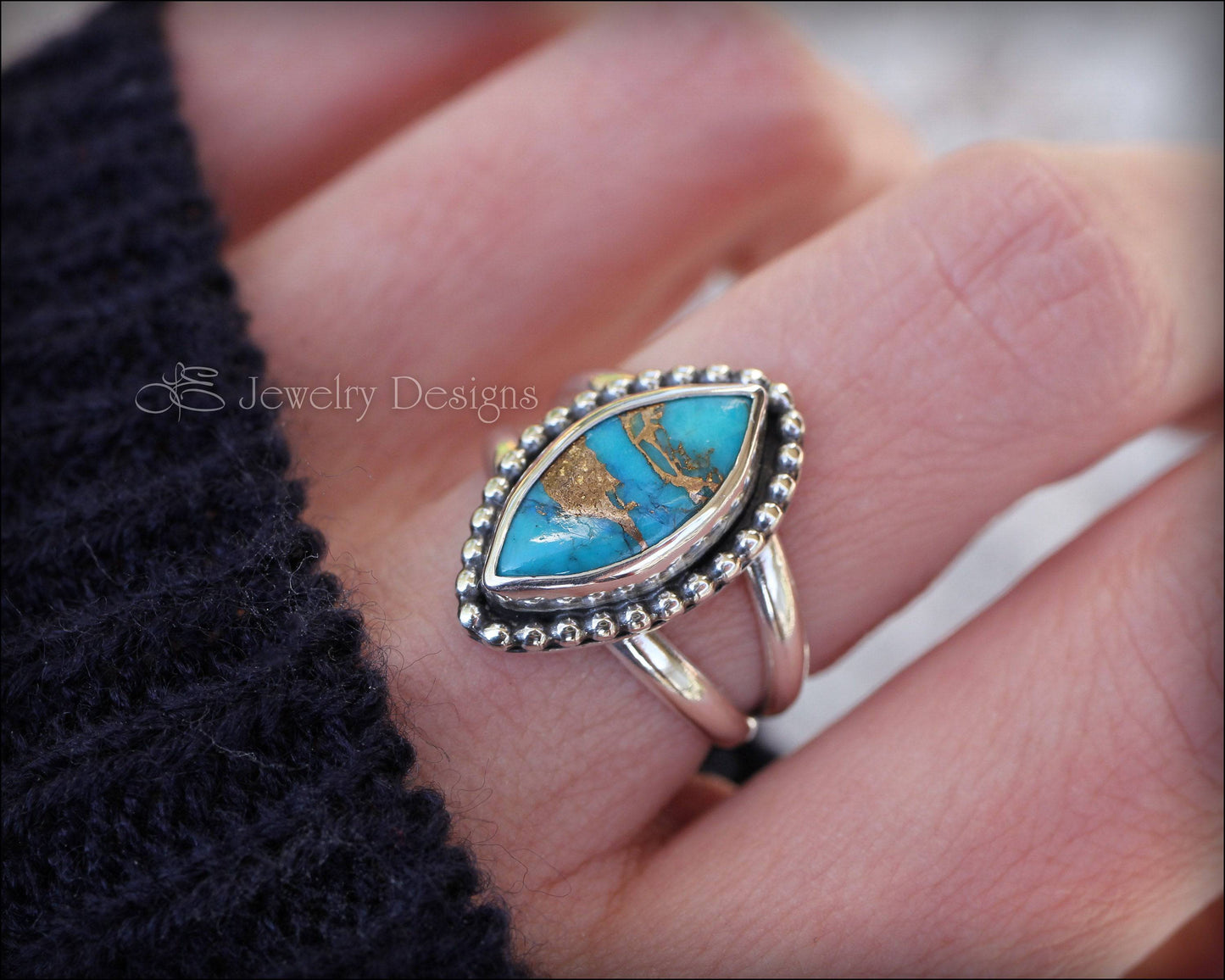 Sterling Marquis Turquoise Ring - LE Jewelry Designs