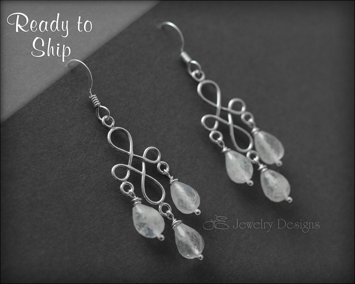 Sterling Moonstone Chandelier Earrings - LE Jewelry Designs