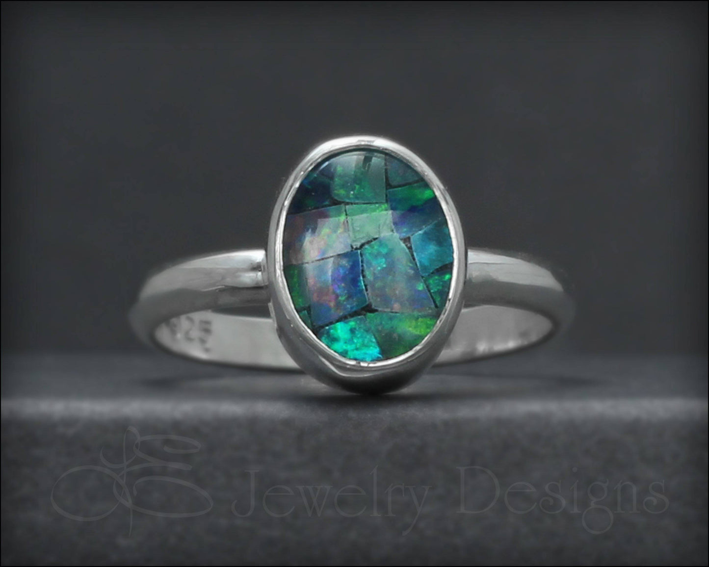 Load image into Gallery viewer, Sterling Mosaic Opal Ring - LE Jewelry Designs
