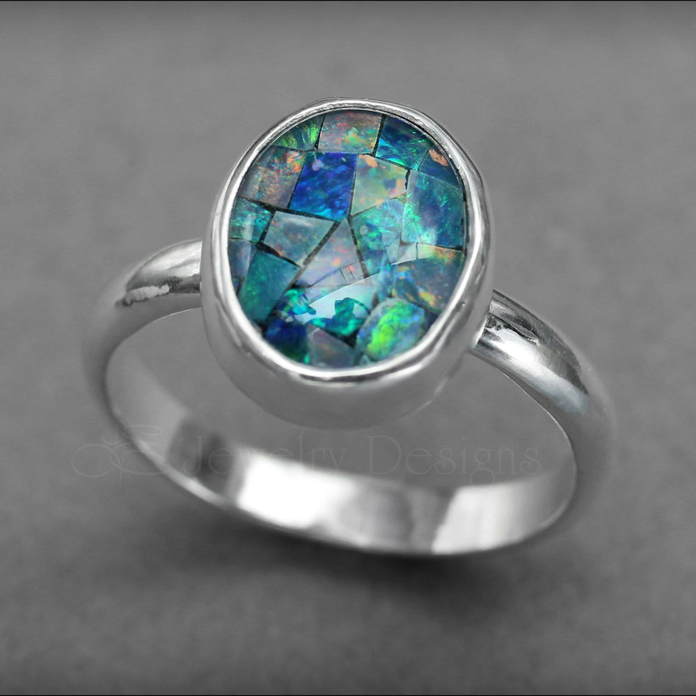 Sterling Mosaic Opal Ring - LE Jewelry Designs