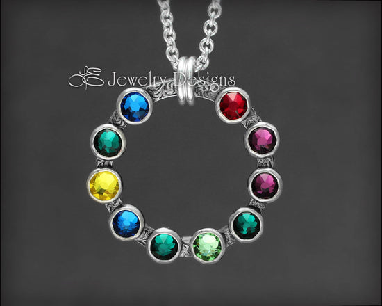 Personalised 3 Link Family Name & Birthstone Necklace - Silver – Honey  Willow - handmade jewellery