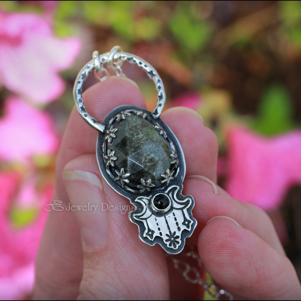 
                  
                    Sterling Moon Phase Obsidian Necklace - LE Jewelry Designs
                  
                