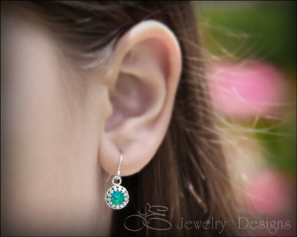 
                  
                    Sterling Silver Gallery Opal Drop Earrings - (8mm) - LE Jewelry Designs
                  
                