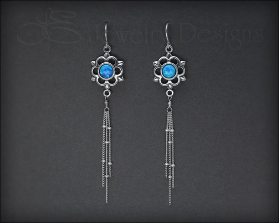 Load image into Gallery viewer, Sterling Flower Opal Earrings - (choose color) - LE Jewelry Designs

