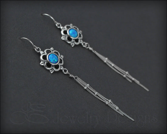 Load image into Gallery viewer, Sterling Flower Opal Earrings - (choose color) - LE Jewelry Designs
