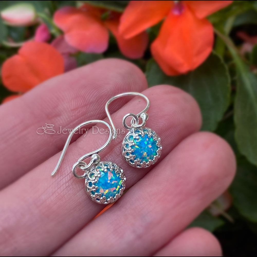 
                  
                    Sterling Silver Gallery Opal Drop Earrings - (8mm) - LE Jewelry Designs
                  
                