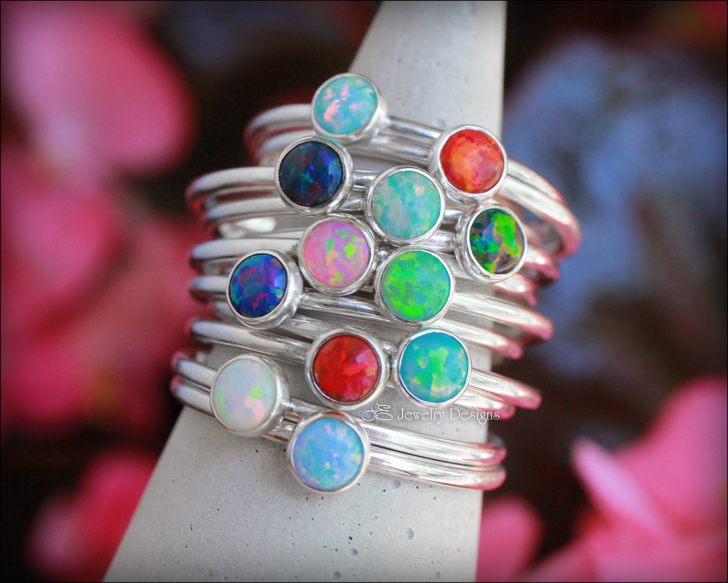 Silver Opal Stacking Ring - (4mm) - LE Jewelry Designs