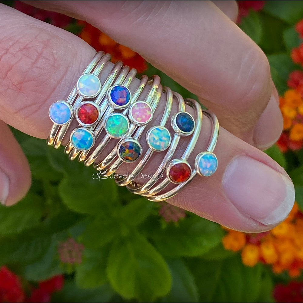 Silver Opal Stacking Ring - (4mm) - LE Jewelry Designs