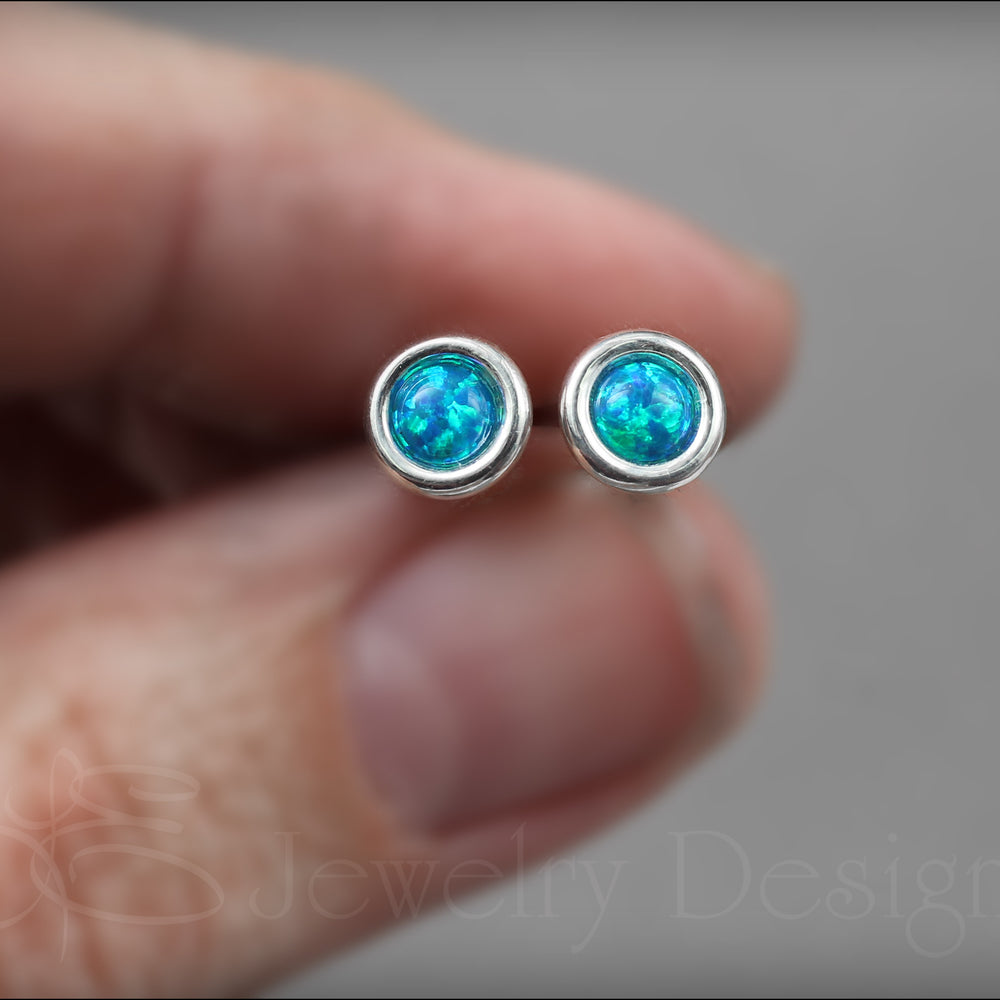 Sterling Silver Opal Saucer Stud Earrings (6mm) - LE Jewelry Designs