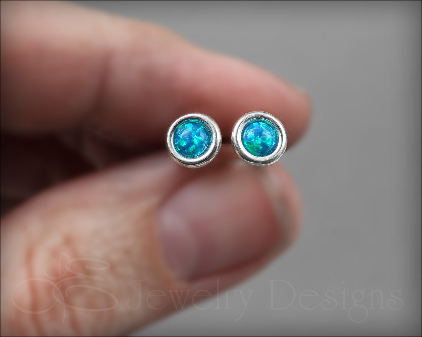 Sterling Silver Opal Saucer Stud Earrings (6mm) - LE Jewelry Designs