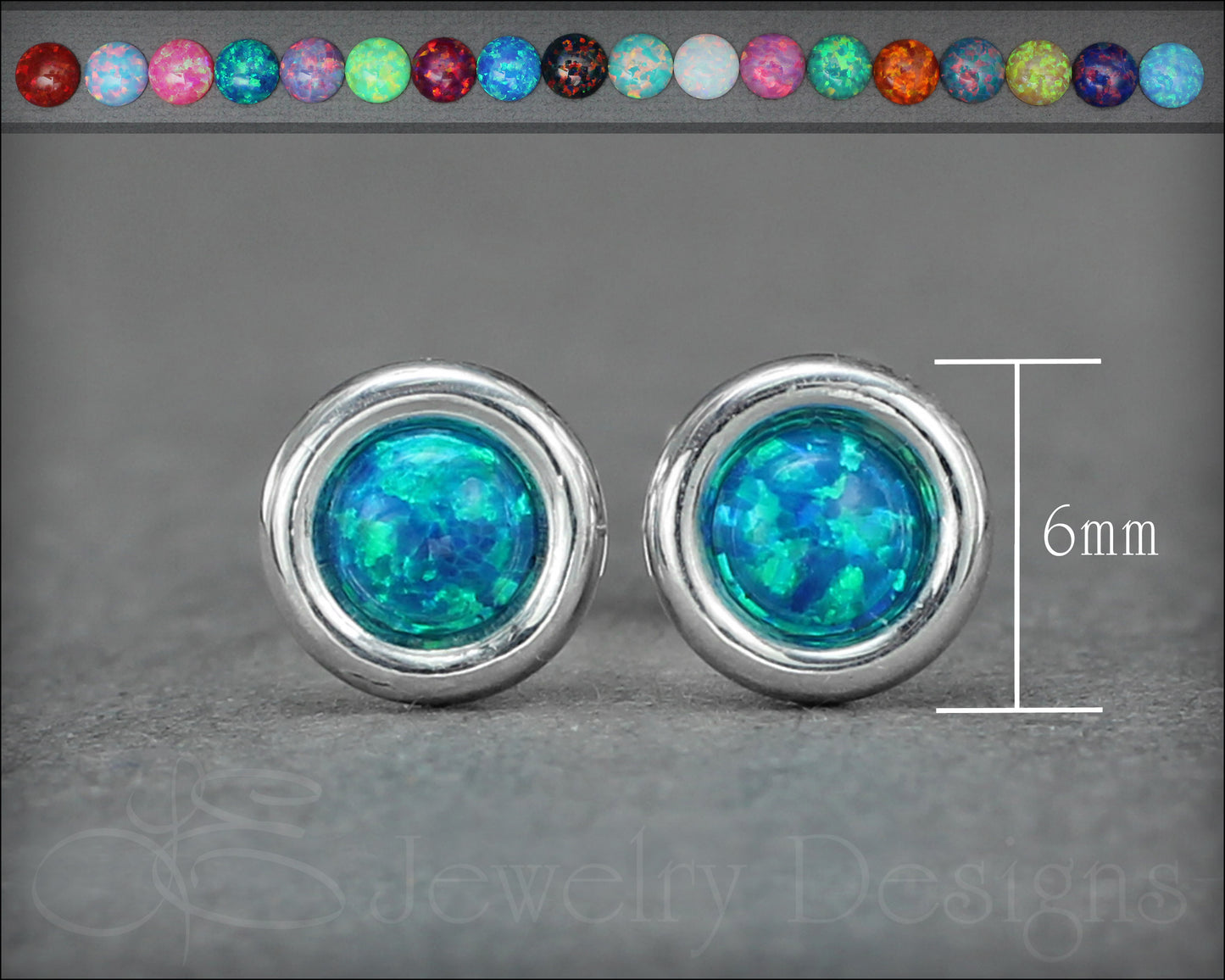 Sterling Silver Opal Saucer Stud Earrings (6mm) - LE Jewelry Designs
