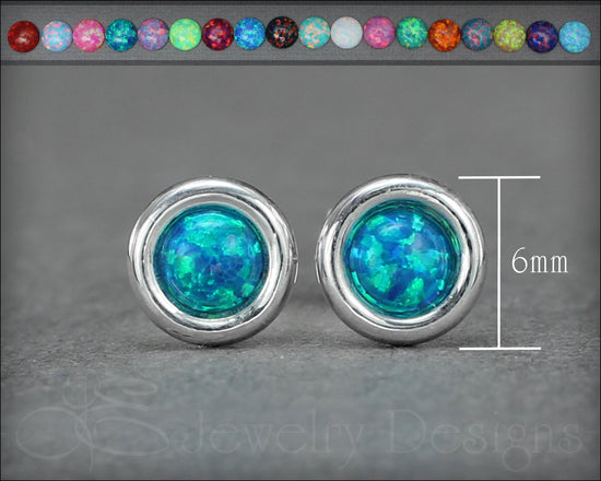 Sterling Silver Opal Saucer Stud Earrings (6mm) - LE Jewelry Designs