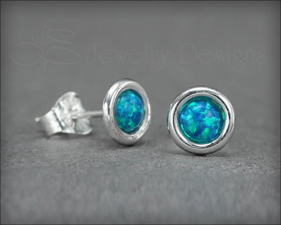 Sterling Silver Opal Saucer Stud Earrings (6mm) - LE Jewelry Designs