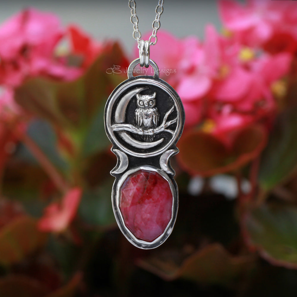 Sterling Silver Owl & Moon Artisan Pendant - LE Jewelry Designs