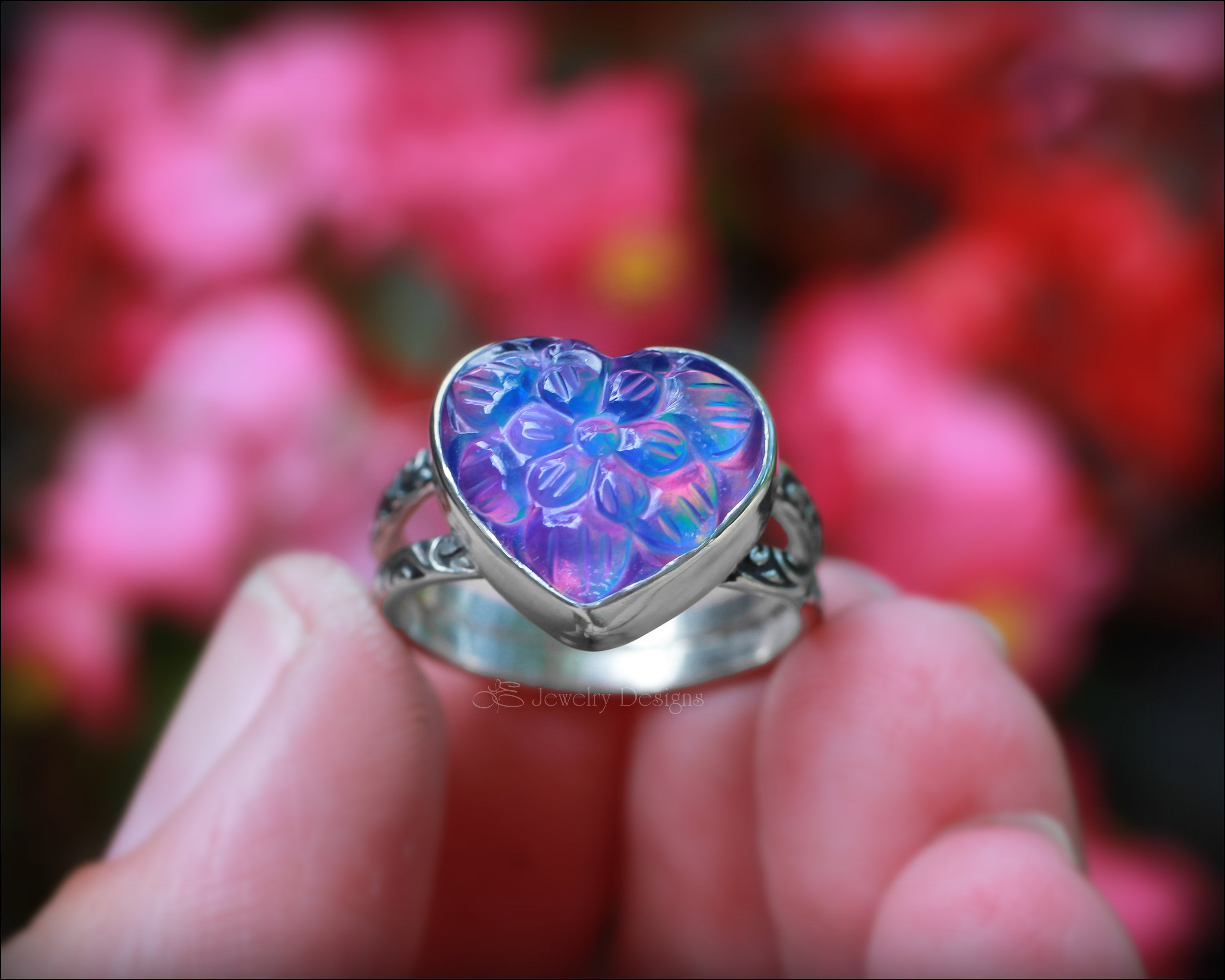Size 8 - Sterling Aurora Opal Heart Ring – LE Jewelry Designs