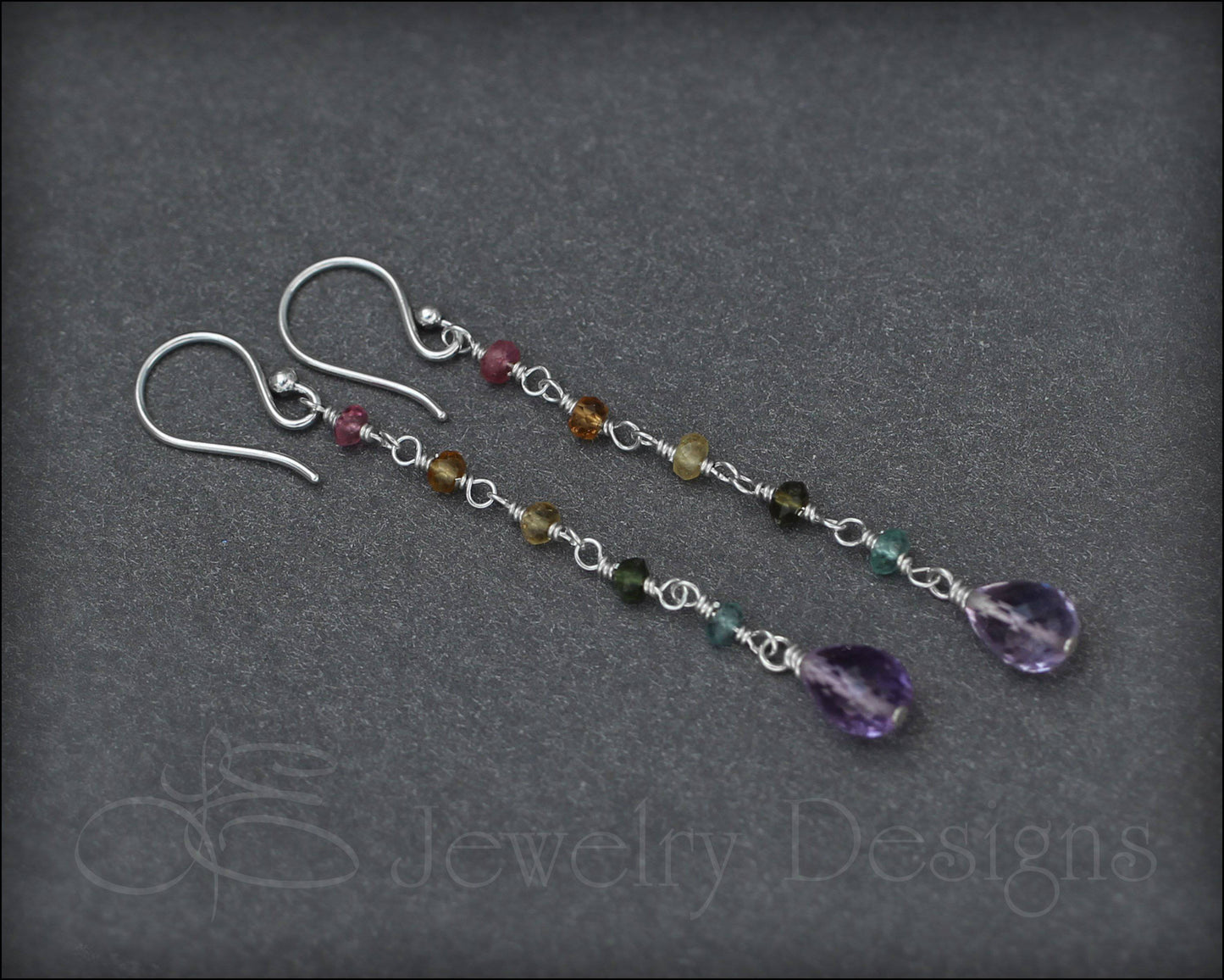 Rainbow Tourmaline Drop Earrings - LE Jewelry Designs