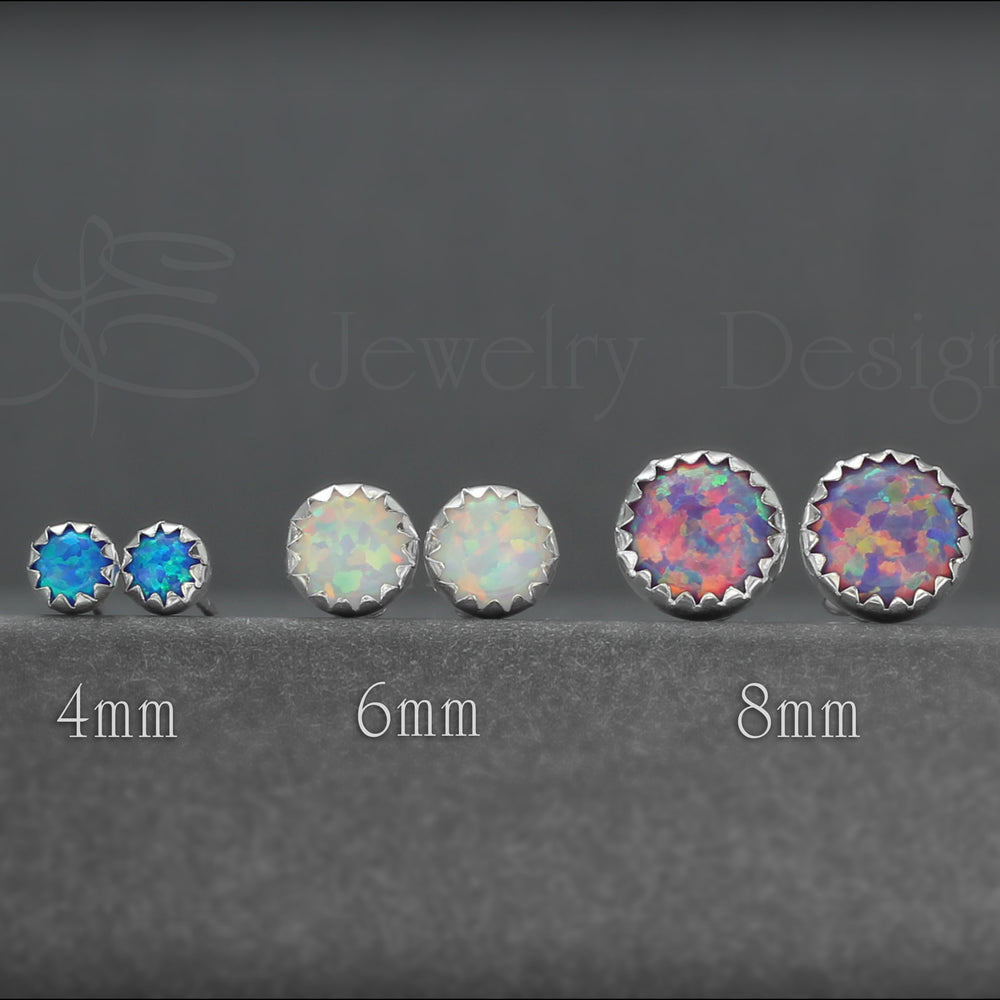 Serrated Opal Stud Earrings (choose size) - LE Jewelry Designs